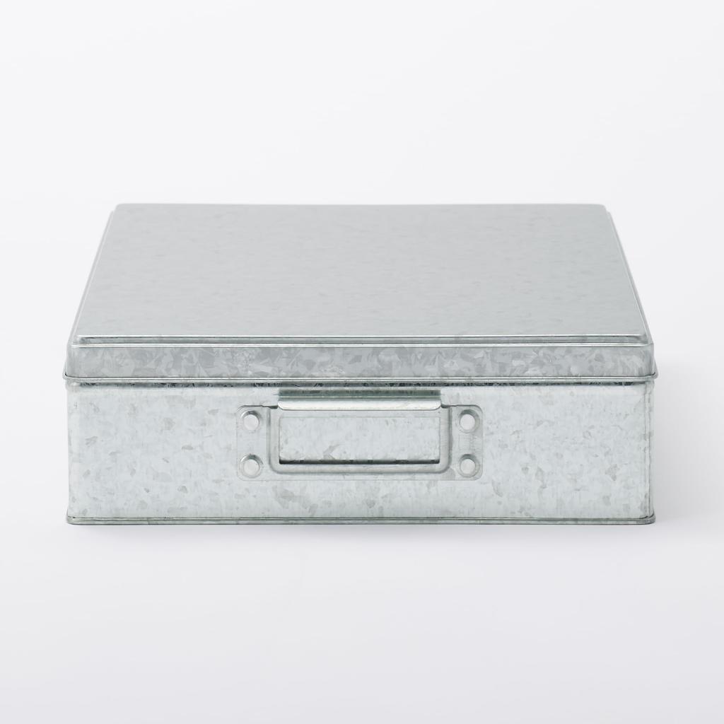 MUJI stor galvaniserad järnlåda KGG25A1S, 8,5 cm hög,