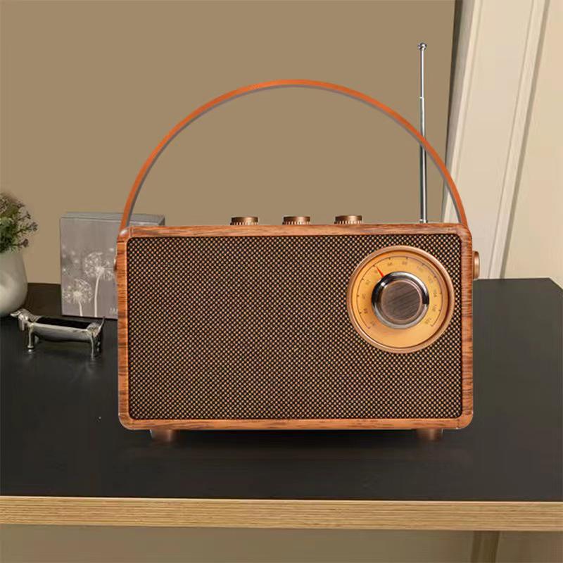 AS23 Retro Bluetooth Speaker with FM Radio, Card Slot, Portable Design for Home and Elderly Use