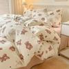 Queen Bedding Set Reactive Printed Bed Sheet Sets Washed Polyester Soft Duvet Cover Bed Sheet Pillowcase Cartoon Bedding Bed Set