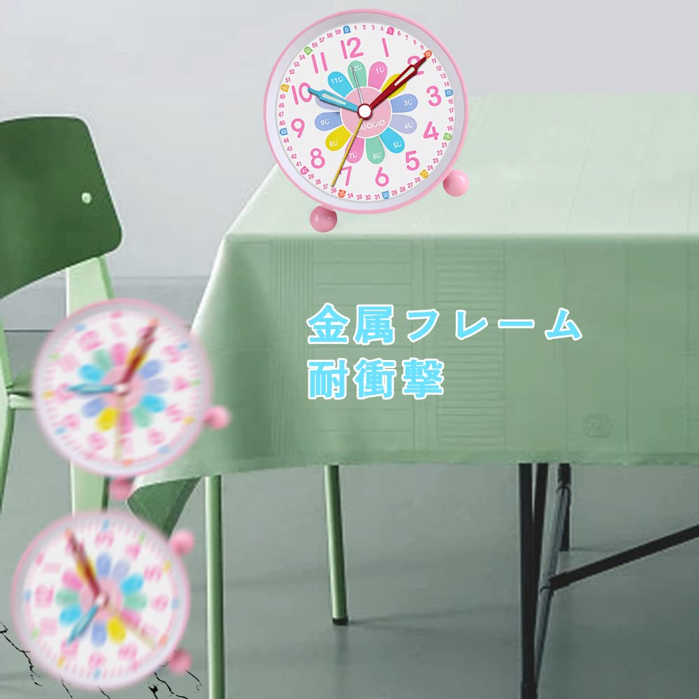 Alarm Clock for Educational Clock with Auxiliary Silent Continuous Second Table Clock with Metallic Easy To for Elementary School Stylish 11cm Pink