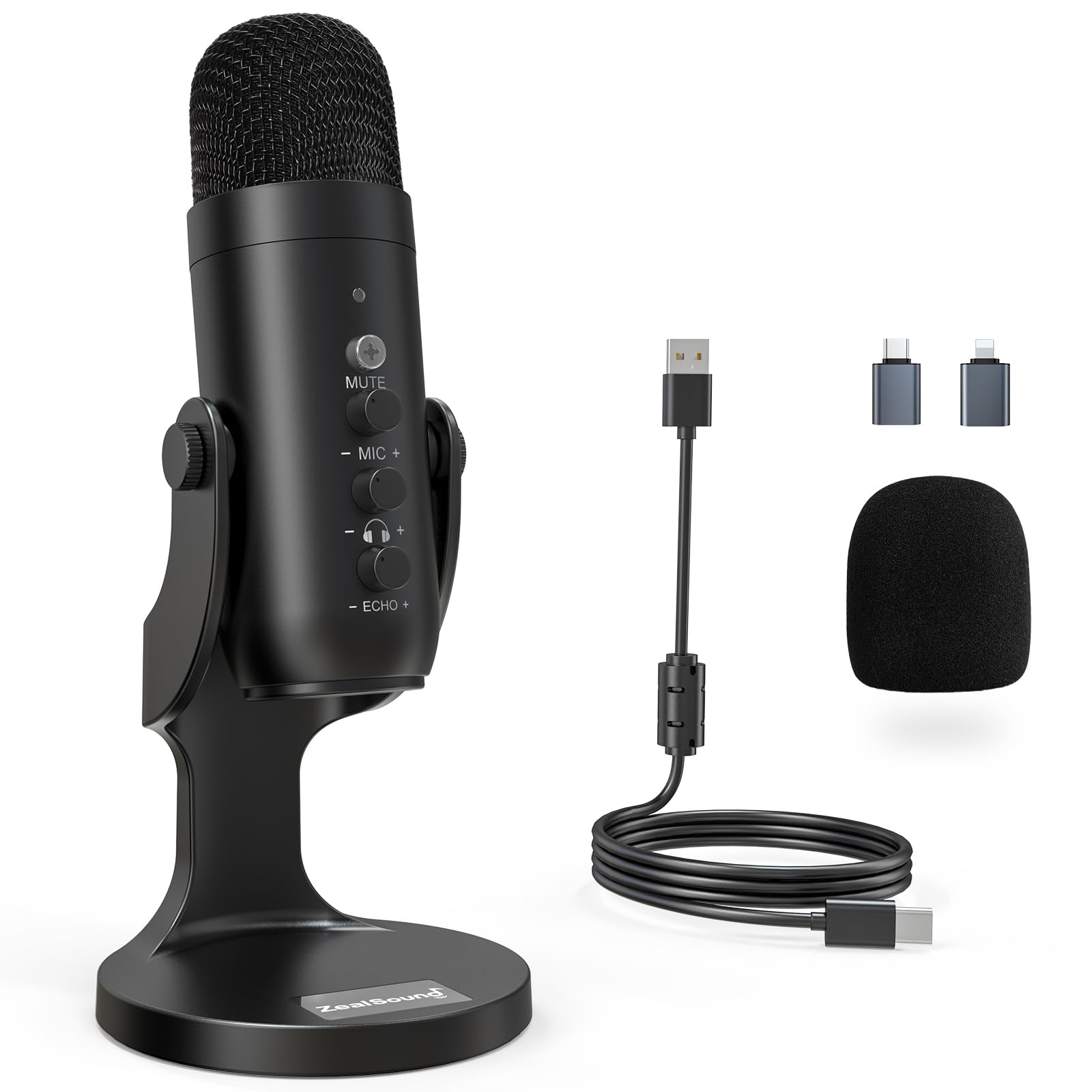

ZealSound USB Конденсаторний Настільний для ПК Односпрямований з Ехо для Ігрового ПК Live Game LINE Live USB Міні Високочутливий Настільний Мікрофонний Стійка чорний