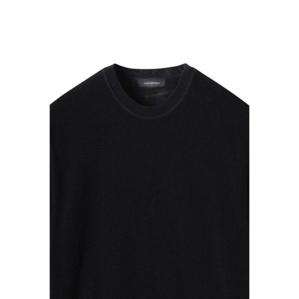 Customellow Black Soft Half Round Neck Sweater Cwwam25421bkx