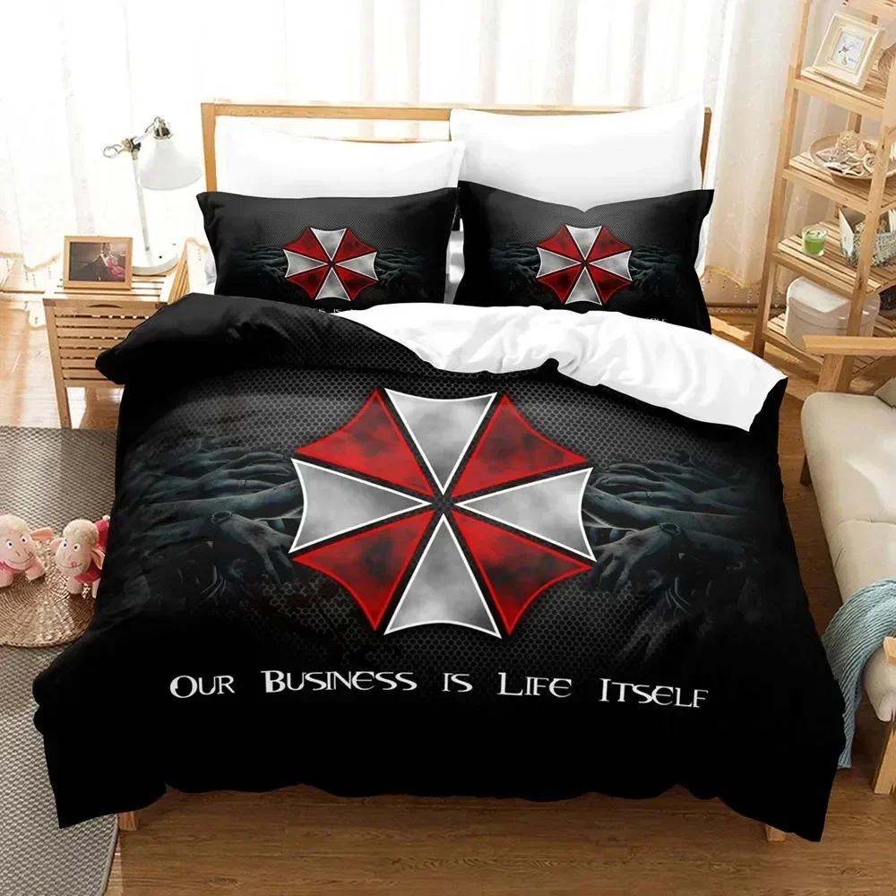 Bettwäsche-Set „Corporation Red Umbrella“ für Jungen und Mädchen, Einzel- und Doppelbettgröße, Bettbezug, Kissenbezug, Kinder- und Erwachsenenmode, Heimtextilien
