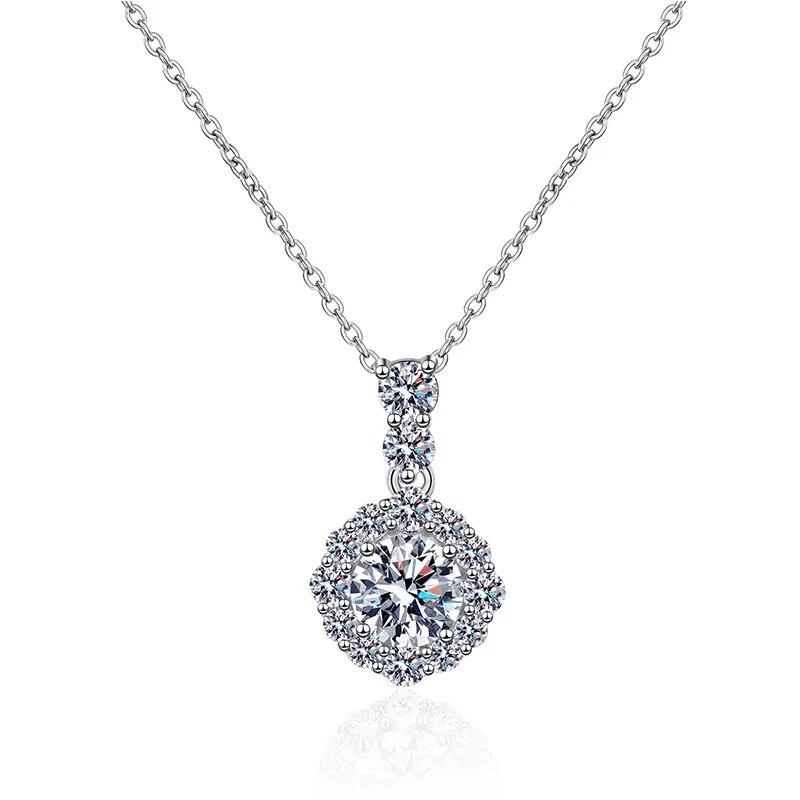 D Color Vvs Colier moissanit certificat la modă, creat de laborator, pandantiv cu diamant, 100% argint solid, bijuterii de nuntă