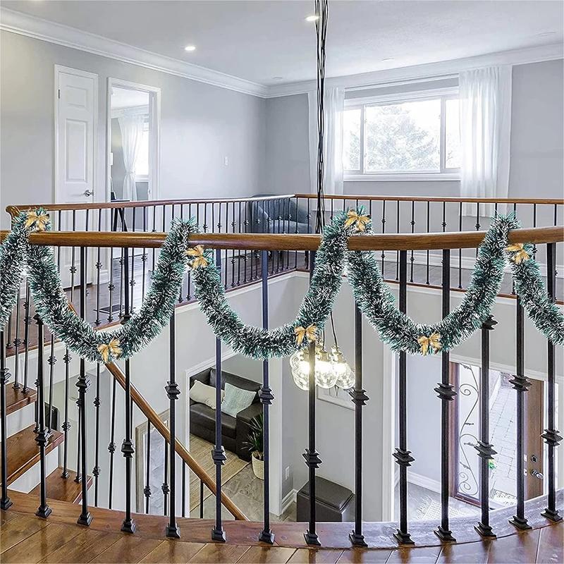 Christmas Garland Home Party Wall Door Decor Xmas Tree Ornaments Tinsel Strips With Bowknot Party