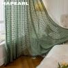 1ks NAPEARL 10-20% zatemnění Francouzský retro jednobarevný dutý diamantový mřížkový okraj Průsvitný závěs pro obývací pokoj Ložnice Balkon Domácí Dekor