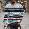 New 3D Printed Street Trendy Loose Casual Men's Round Neck Long Sleeved T-shirt