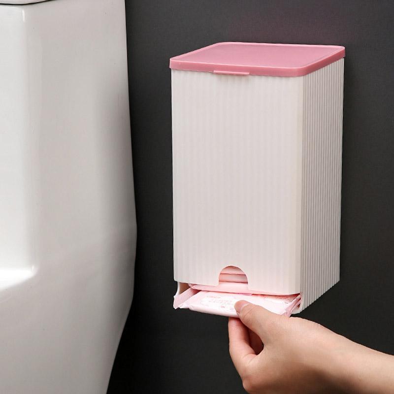 

Настенный ящик для хранения гигиенических салфеток Houseeker, органайзер для бумажных салфеток, ватных палочек, многофункциональная откидная крышка розовый