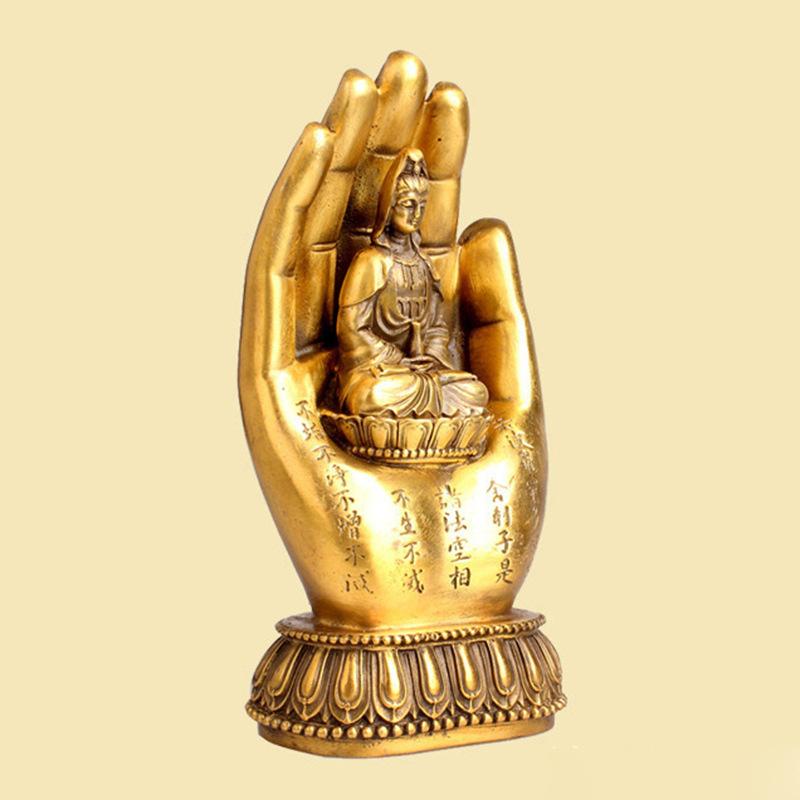 Brass Craftwork Guanyin , Heart Sutra Buddha Hand Home Decorative Ornament, Bronze Item