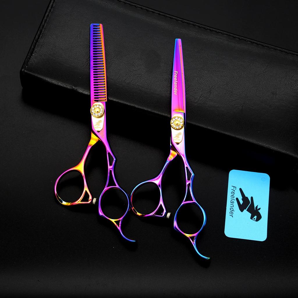 6.0-Inch Color Hollow Handle Hairdressing Scissors - Straight & Thinning Shears for Barbers