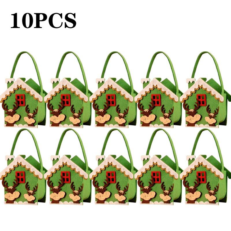 1-10PCS Christmas Felt Candy Bags Cartoon Apple Pouch Santa Sack Kids Gift Packaging Bag Xmas Tree Holiday Decoration