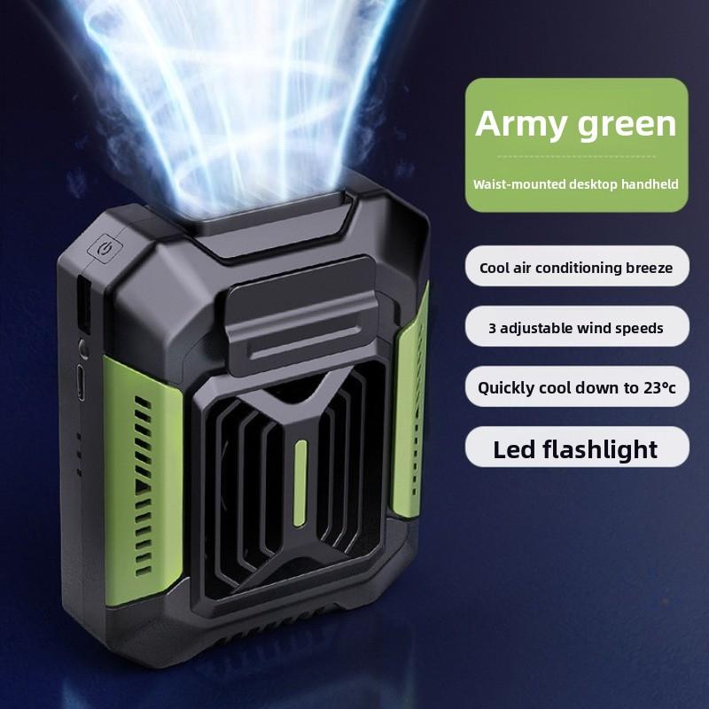 Waist Mount Clip on Fan USB Rechargeable Hand Free High Speed Portable Mini Cooling Fan for Outdoor Working Camping Travel Sport