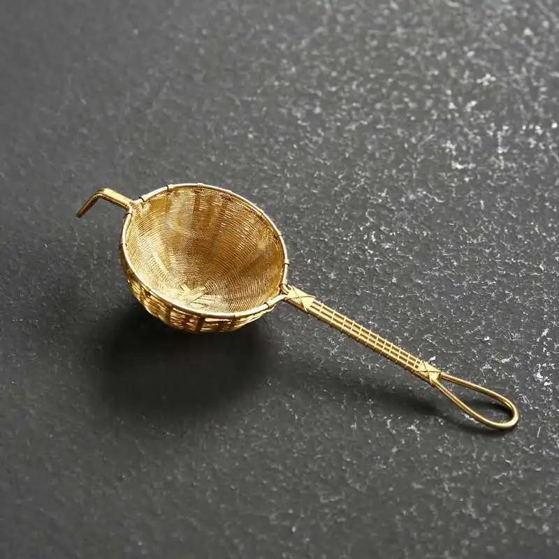 Passoire à thé japonaise Filtre à thé en cuivre pur Maille Argent Doré Filtration du thé Thé Accessoires de thé Passoire à thé en maille dorée