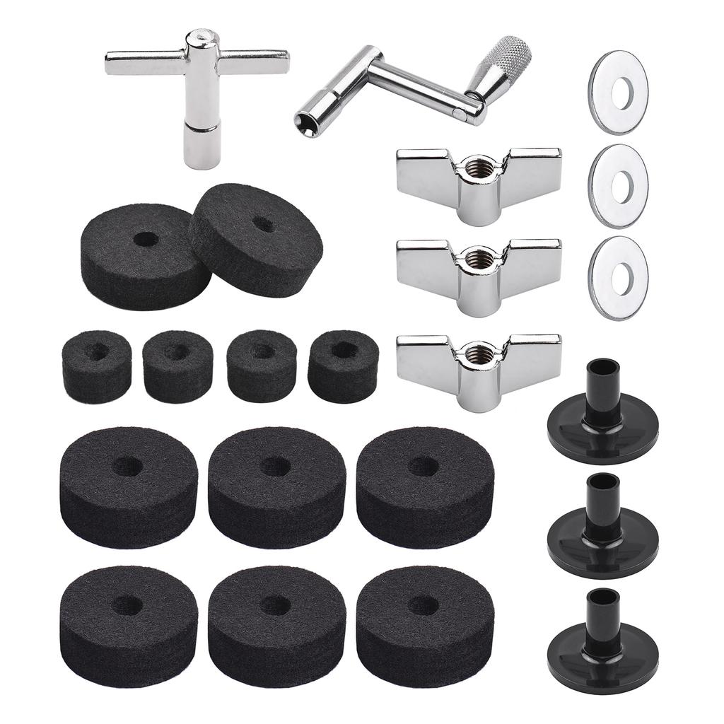 23pcs Cymbal Replacement Accessories Drum Parts with Cymbal Stand Felts Drum Cymbal Felt Pads