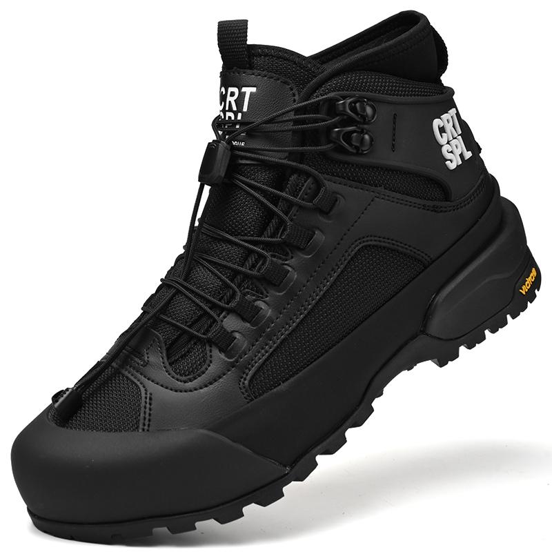 

Мужские кожаные высокие кроссовки Новое поступление Мотоциклетные ботинки Ручная работа Мужская повседневная обувь Мужские ботинки на шнуровке Мужские деловые ботинки 45 чёрный