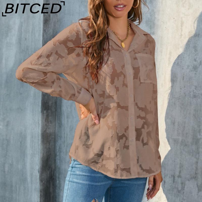 BITCED Plus Size Women's Loose-Fit Casual Chiffon Blouse