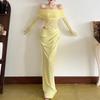 2026 Summer Women’s Long Sleeve Mesh Spliced See-through Bandeau Dress