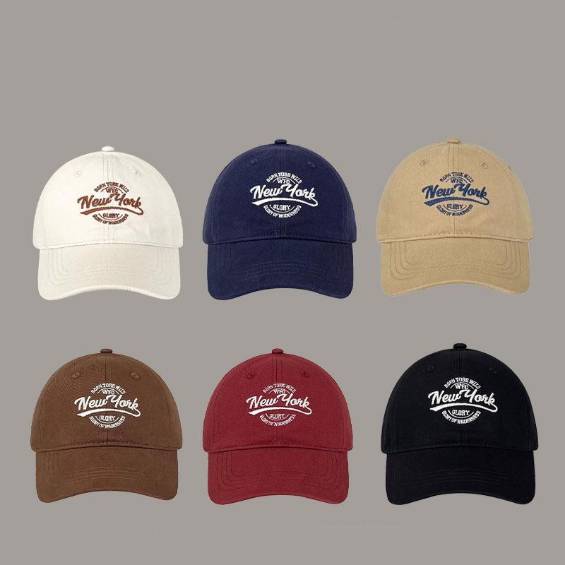Baseball cap embroidered letters show the face small cap spring and summer sun protection sunshade retro curved brim hat tide