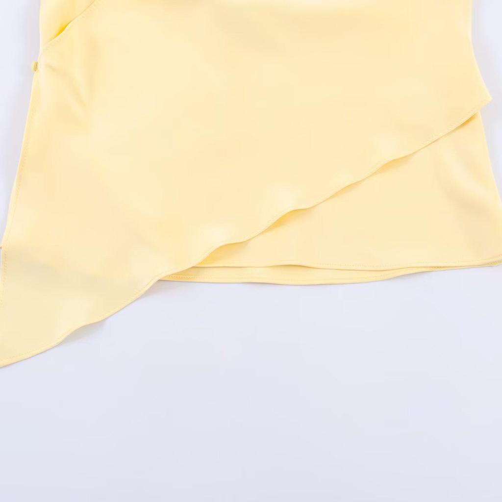 Spring 2026 European Style Women's Silk Satin Halter Neck Top