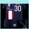 Paris Home Jersey Set Messi 30 Mbappe 7 Neymar 10 Polyester Soccer Kit