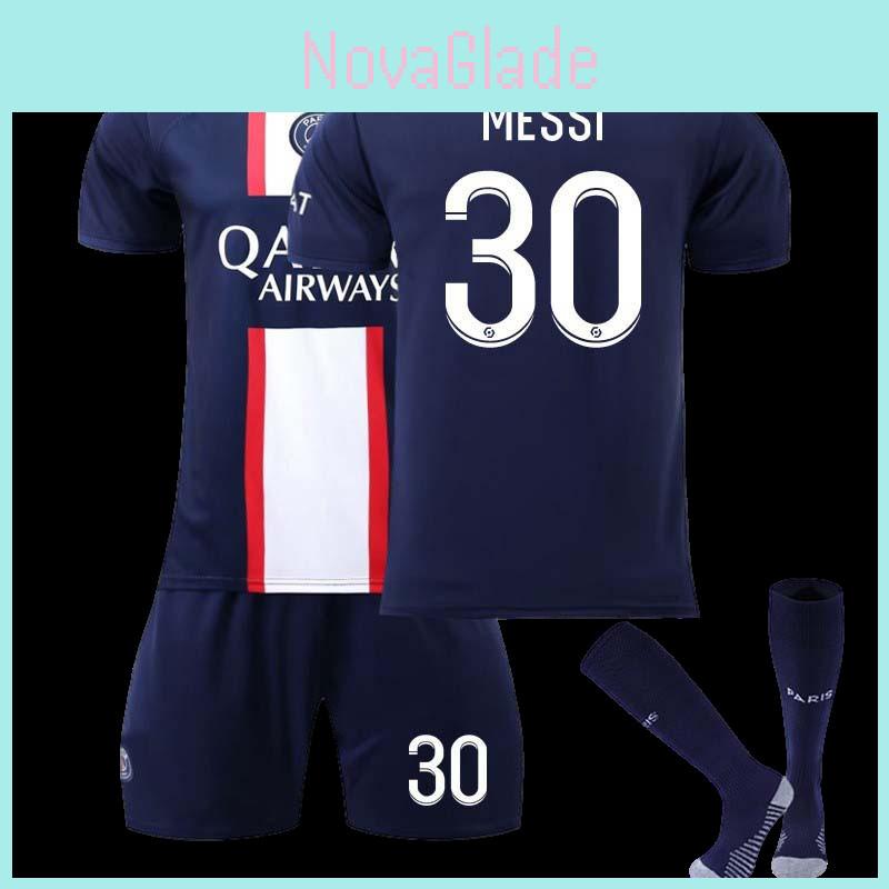 Paris Home Jersey Set Messi 30 Mbappe 7 Neymar 10 Polyester Soccer Kit