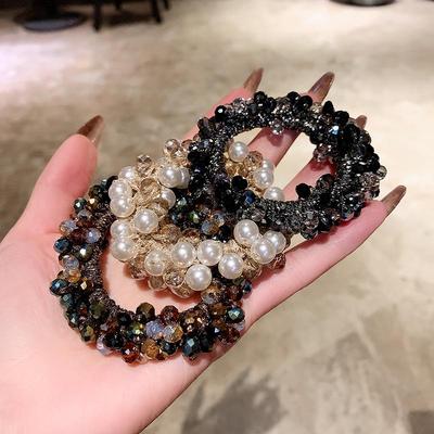Korean Style Celebrity-Inspired Pearl Crystal Hair Tie: Versatile, Simple Rubber Band for Ponytails