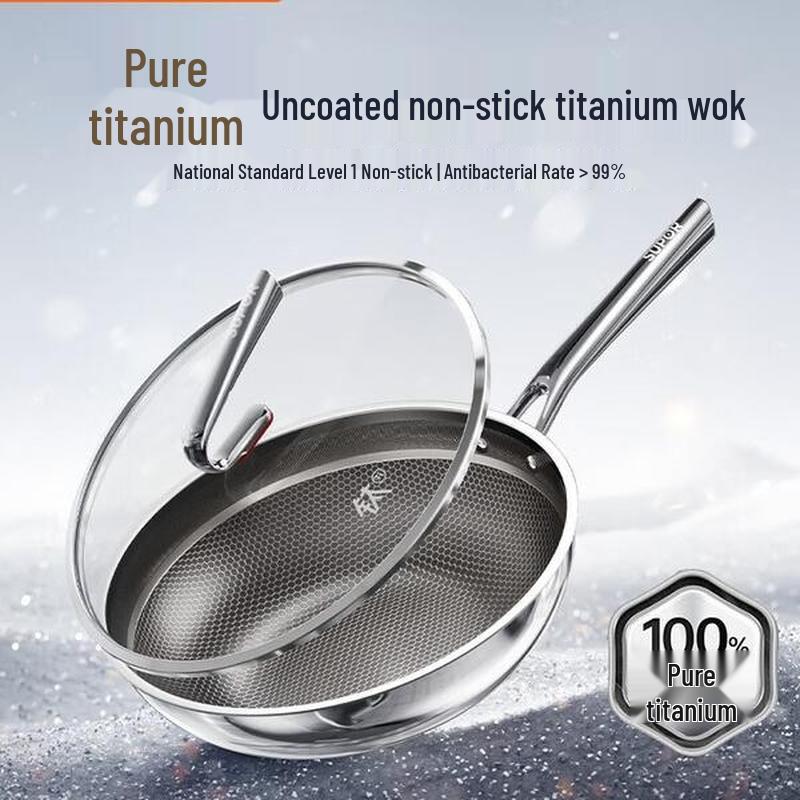 Supor 32cm Non-Coated Titanium Wok with Lid