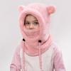 Dětská čepice s nastavitelným obličejovým štítem Plně krycí lyžařská čepice Design kresleného medvědího ucha Ochrana obličeje proti chladnému počasí Šála s čepicí
