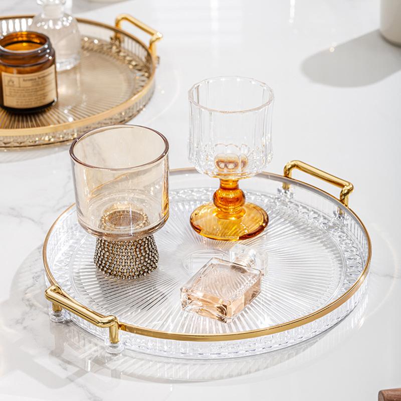 Round Storage Tray Home Living Room Coffee Table Tea Cup Storage Plate Acrylic Tray Aromatherapy Organizer Tray Home Decor