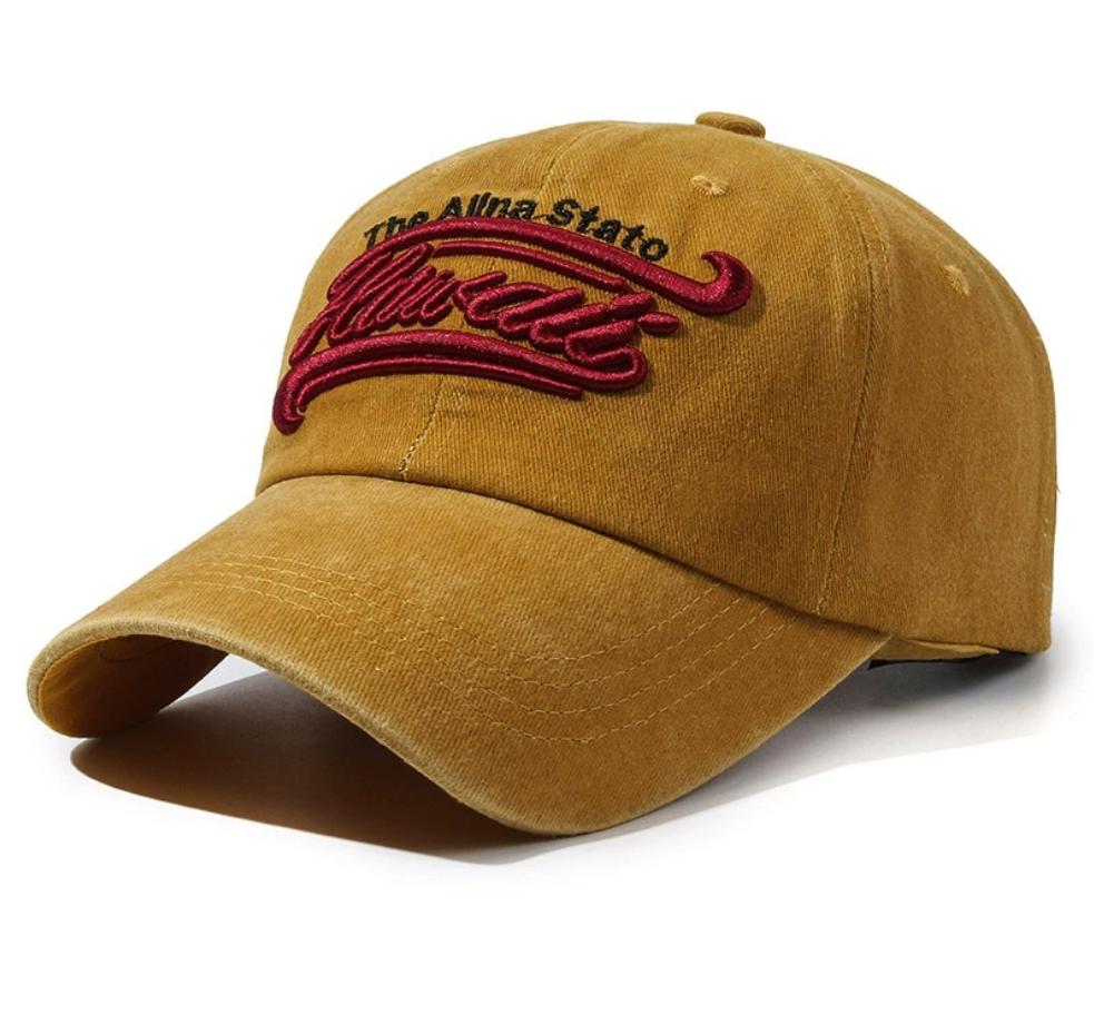 Hat Men'S Spring And Autumn Washing Embroidery Alphabet Baseball Cap Retro Peaked Cap Women'S Tide Casual Shade Sports Sun Hat