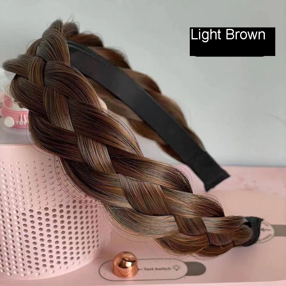 

Повязка на голову для парика с твист-косой, аксессуары для волос для девочек, повязка для волос с широкими полями, однотонный ободок на голову, обруч Light Brown