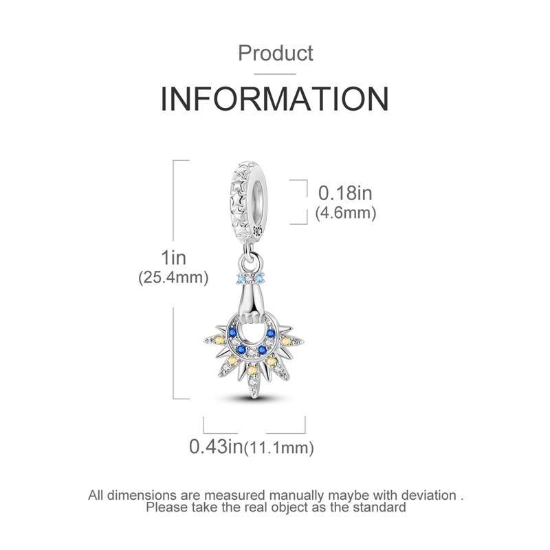 Charm Bead Charms copper Plated Creative Sun, Moon With Star Shape Palm Pendants Compatible With Authentic Ideal For Women Jewellery Do It Yourself Ma