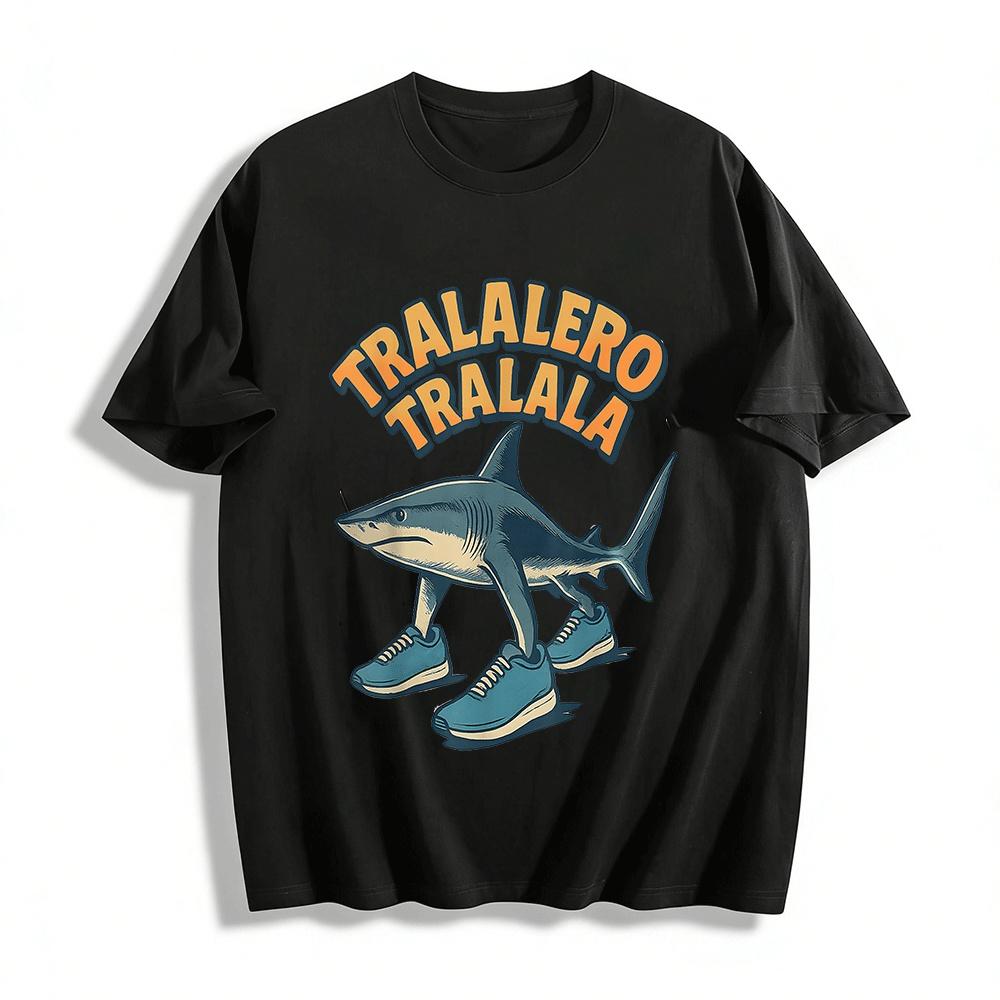 

Funny Shark Wearing Running Shoes Graphic Casual T-Shirt Pure cotton T-shirt XXS