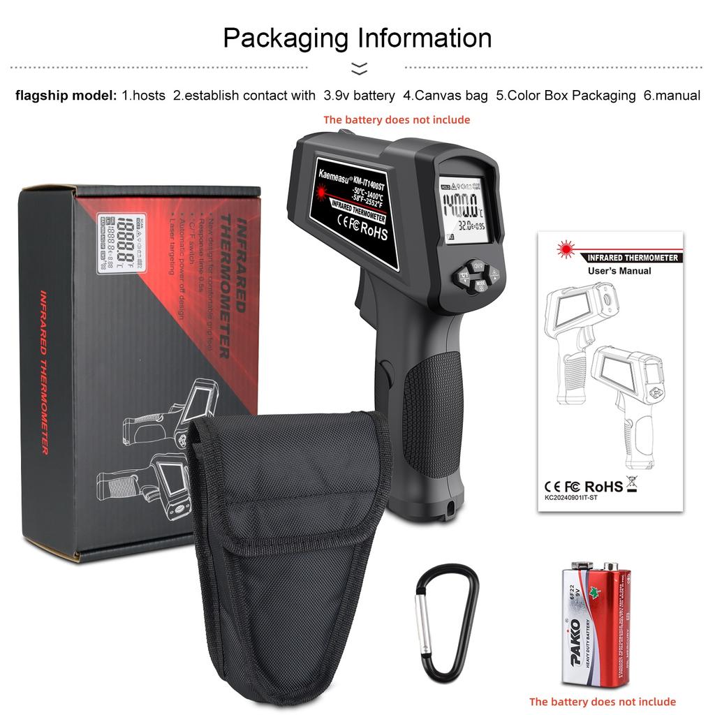 New Upgraded Digital Infrared Thermometer -50~600/800/1200/1400/1650 degree Double laser Non-Contact Thermometer Gun thermometer