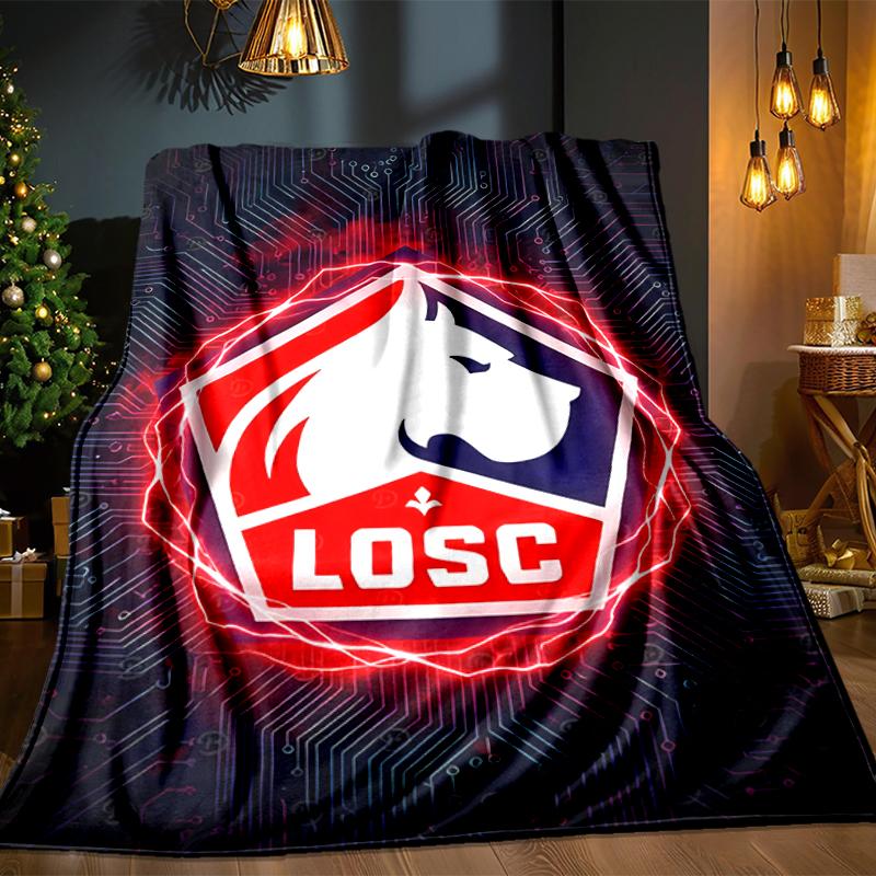 Lille Football Club Emblem Blanket Lightweight Ideal Bedding Blanket Perfect for Travel, Camping, Living Rooms, Offices, Sofas, Fan Christmas Gift