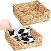 AD23-2PCS Bathroom Disposable Guest Towel Holder Long Seagrass Woven Rattan Wicker Table Hand Guest Towel Basket Tray