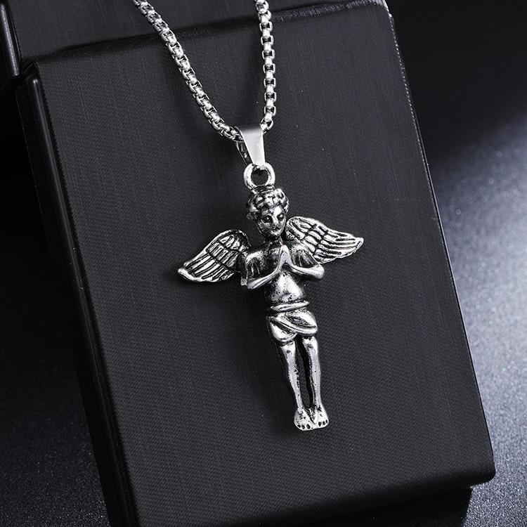 Michael Archangel Hip Hop Punk Titanium Steel Retro Necklace Pendant Necklace