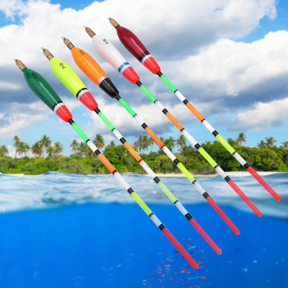 5PCS Multiple Color Balsa Wood Fishing Float Bobber Bite Indicator Angling Equipment(5+2g )