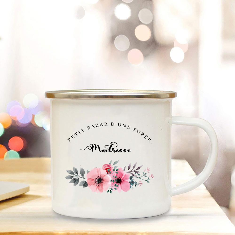 Little Mess of A Super Mistress France Enamel Mug Beautiful Premium Quality Gift Juice Tea Coffee Cup Gifts for Teacher