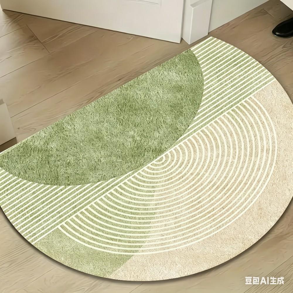 Tapis de porte géométrique bohème semi-circulaire antidérapant beige demi-lune tapis d'entrée tapis de bienvenue moderne minimaliste pour décoration intérieure 50x80cm-Felt