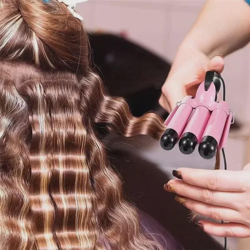 Three-Tube Water Ripple Curling Iron with Electric Plywood