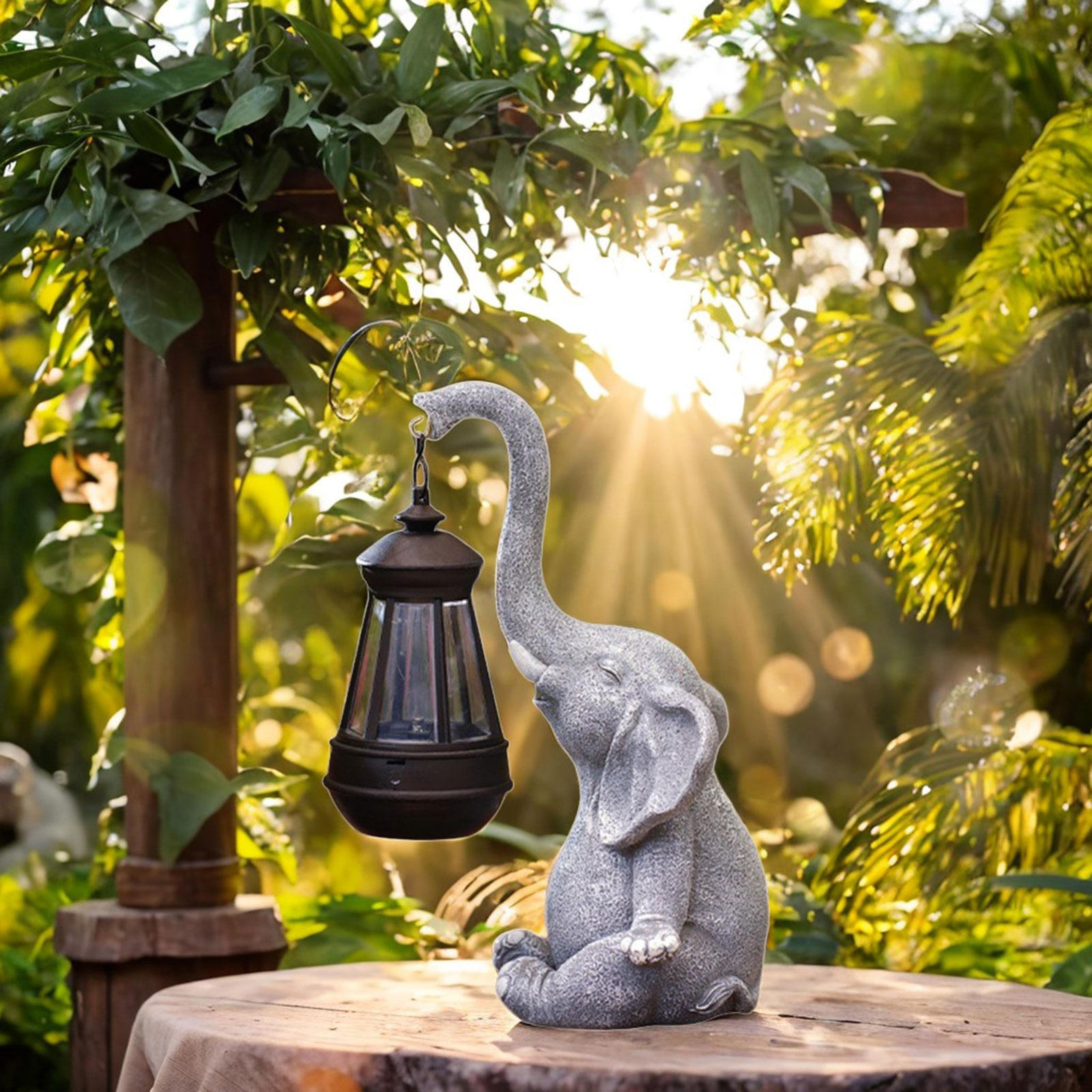 -Уличная статуя-светильник с солнечным фонарем, Скульптура, Фигурка животного, Креативный полимерный пейзаж для серый