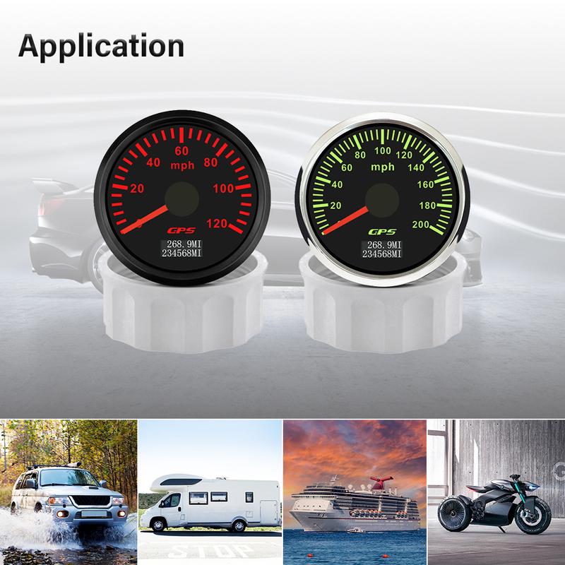 ELING 52mm GPS Speedometer 30M 0-60M 80MPH 120M 0-200MPH Odometer with 7 Colors Backlight for Car Truck Boats
