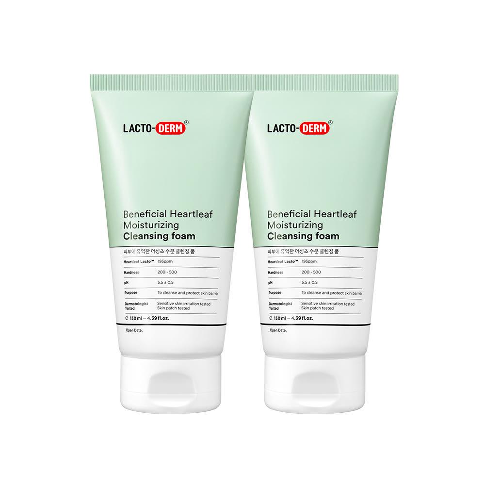 Lactoderm Beneficial Heartleaf Hydrating Cleansing Foam 130ml (Pack of 2)