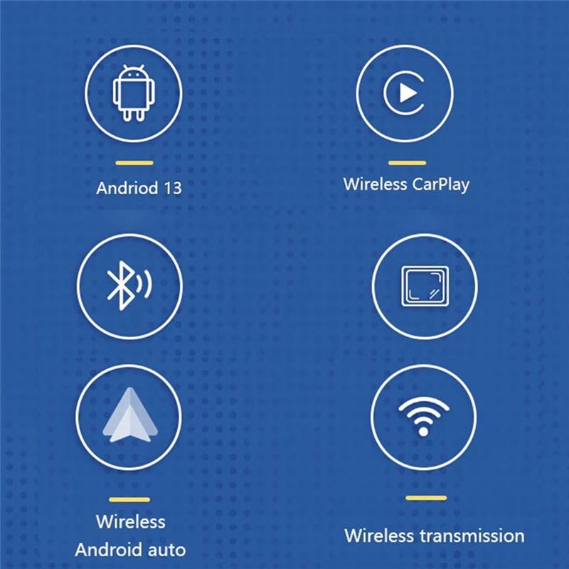 Portable Carplay AI Box Android 13 5Ghz Wifi Bluetooth Android Auto Wireless Carplay Adapter