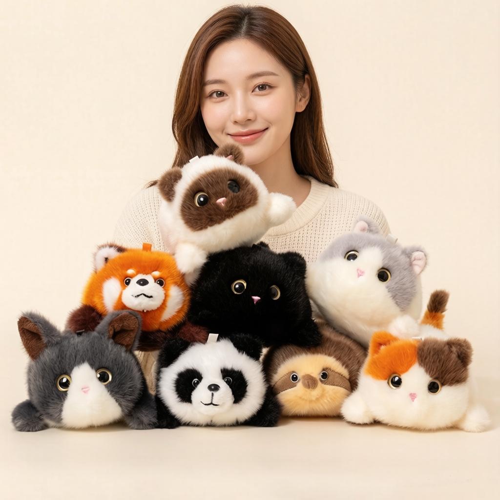 Household Items No.2 Unisex Red 10/20Cm Lying Animals Plush Toy Stuffed Fatty Panda Sloth Panda Bear Cat Doll Zoo Animal Plushie Companion Appeasing Gift