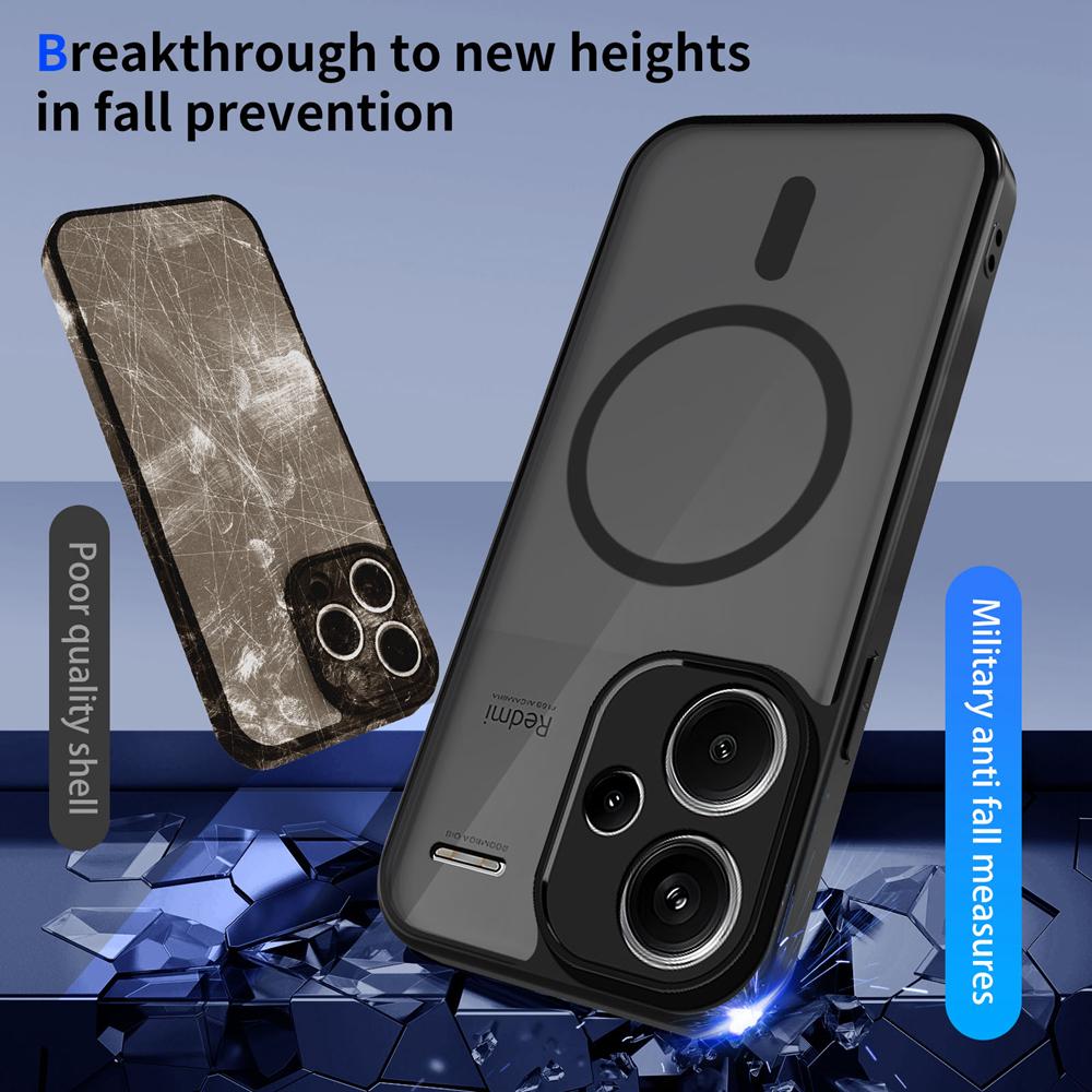 KEYSION Magnetic Phone Case for Redmi Note 13 Pro+ 5G Silicone+PC Matte Translucent Clear Shockproof Cover for Redmi Note 13 Pro+ 5G