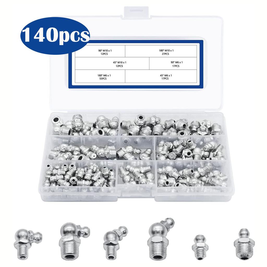 Železný poniklovaný set máslových trysek 140ks60ks45ks krabička s auto tryskami M6M8M10