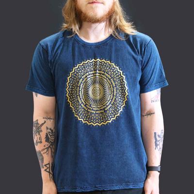 T-shirt Steen Gewassen Mandala Blauw Groot