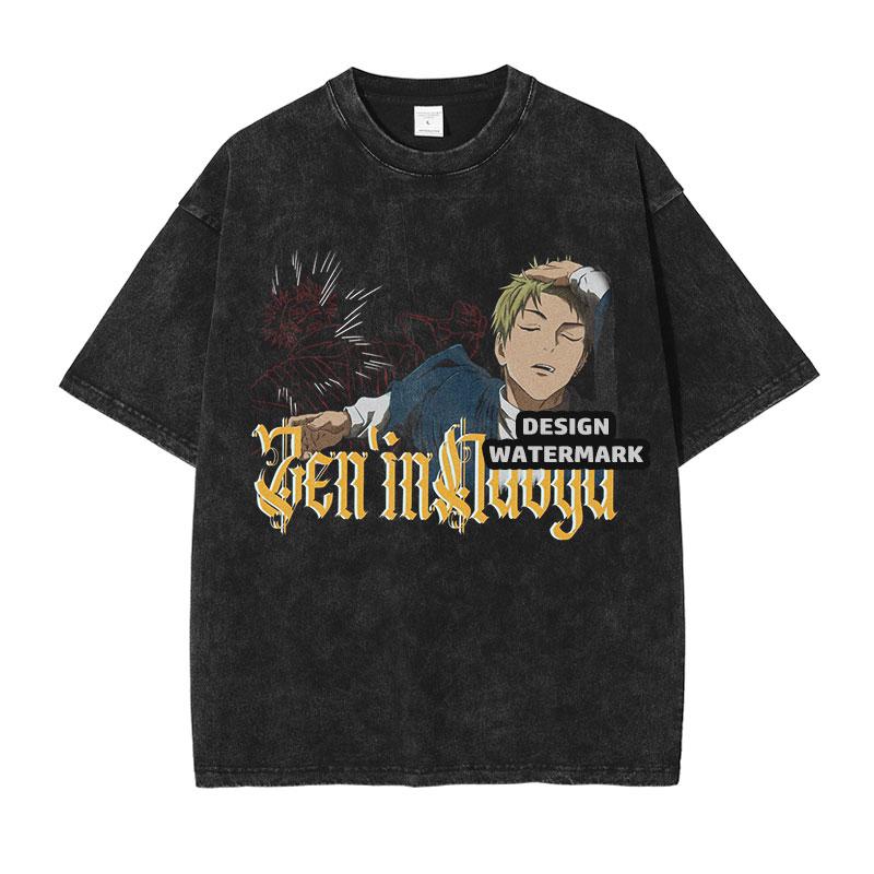 T-shirt Zenin Naoya Vintage Lavata Anime Jujutsu Kaisen T-shirt Oversize CHOSO Manica Corta Top Retrò Magliette Uomo Cotone